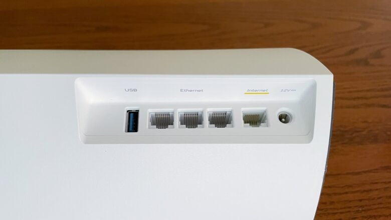 Look on the back of the Linksys Velop AX4200 Tri-Band Mesh WiFi 6 System for its ports
