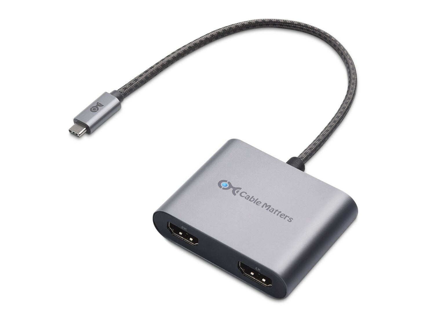 Cable Matters USB-C to Dual HDMI Adapter offers 8K and 4K video support.