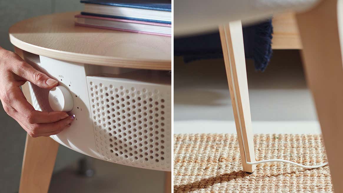 Ikea's new smart air purifier can be disguised as part of a table.
