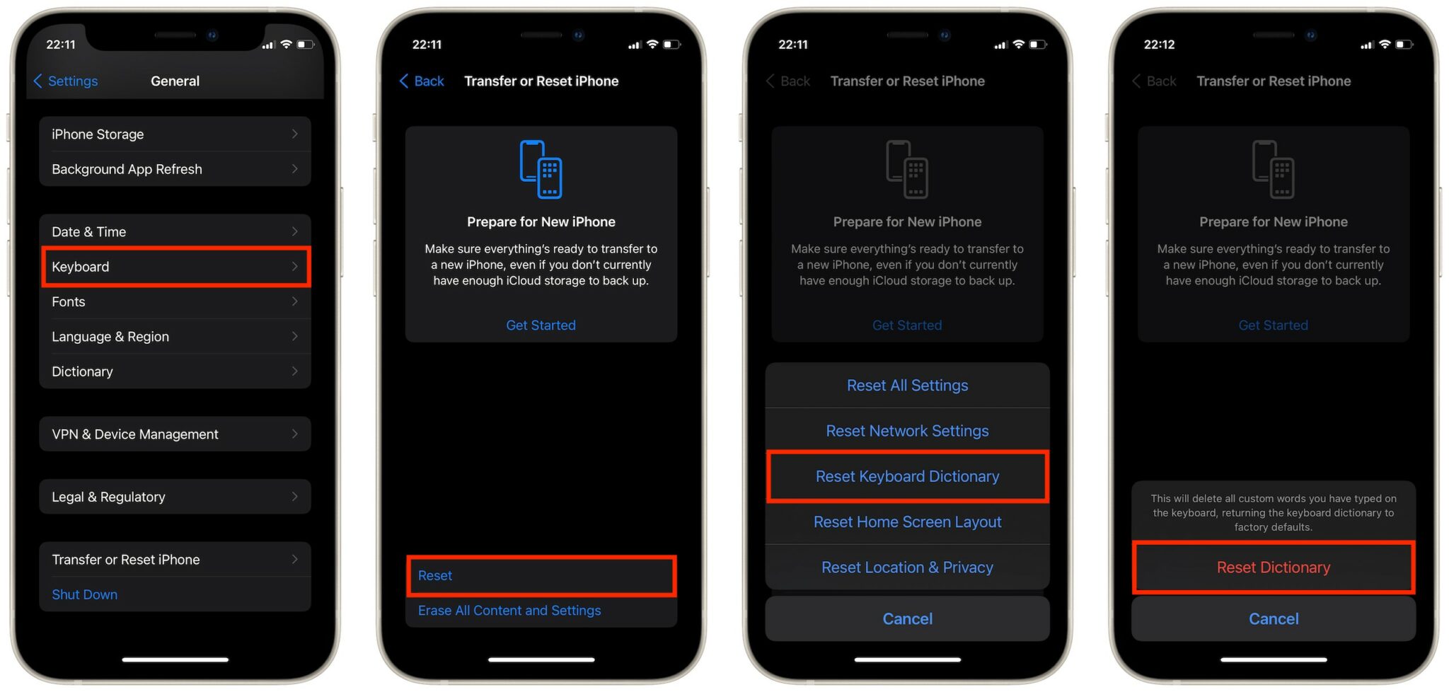 How to reset iPhone's keyboard dictionary to fix autocorrect glitches