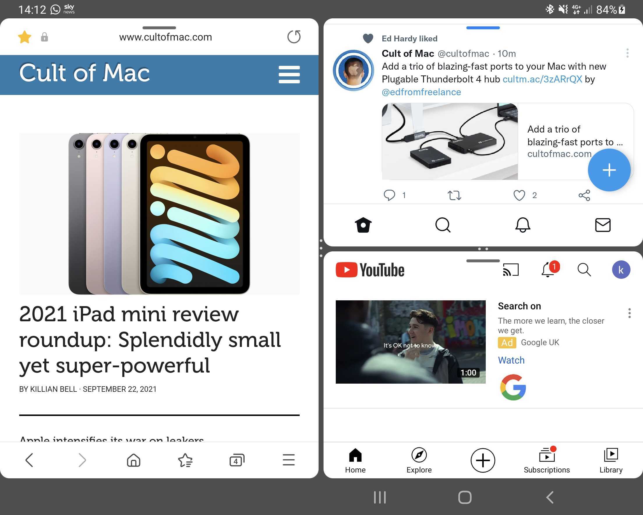 iPadOS 15 review: Z Fold3 multitasking: Samsung offers more multitasking options ... on a phone.