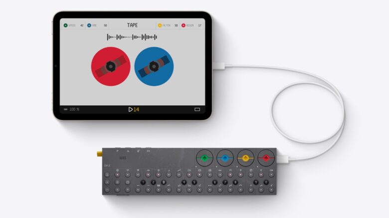 OP-Z from Teenage Engineering works with with iPad mini.