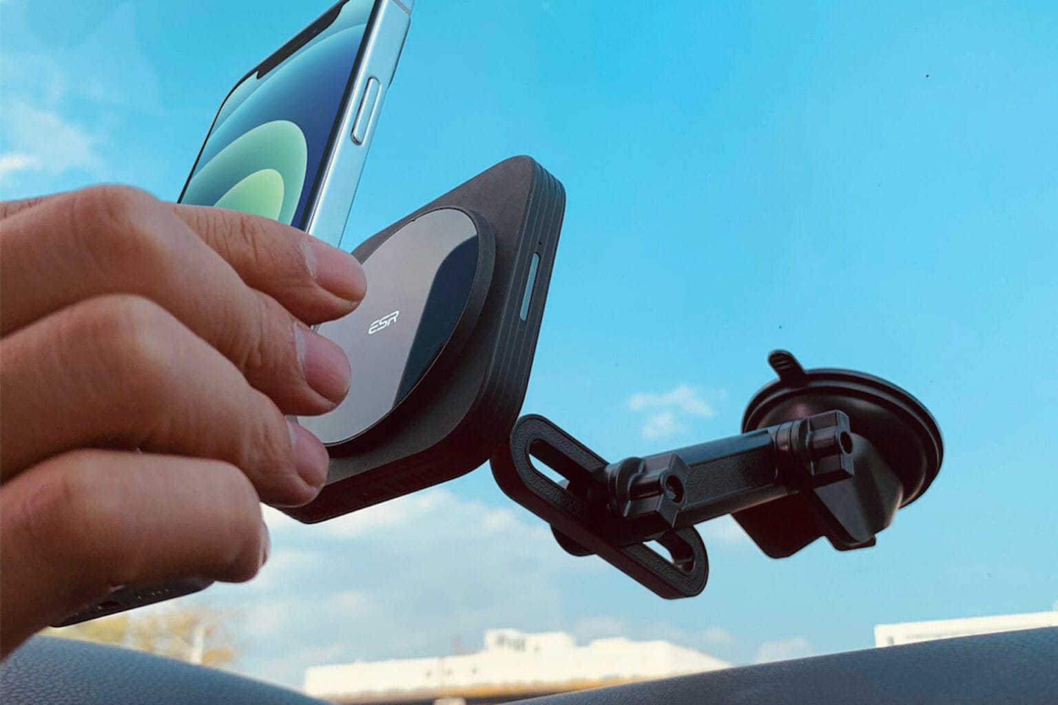 This iPhone 12 car mount is also a wireless charger.