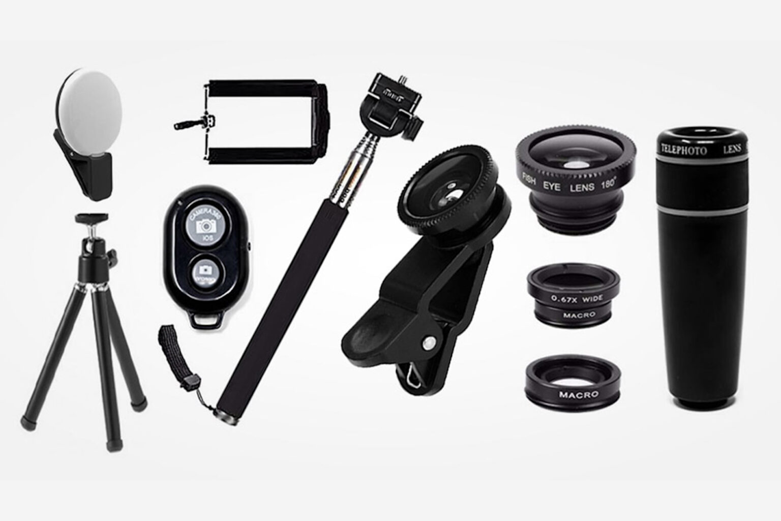 Take your shot with this 11-piece phone camera accessory bundle.