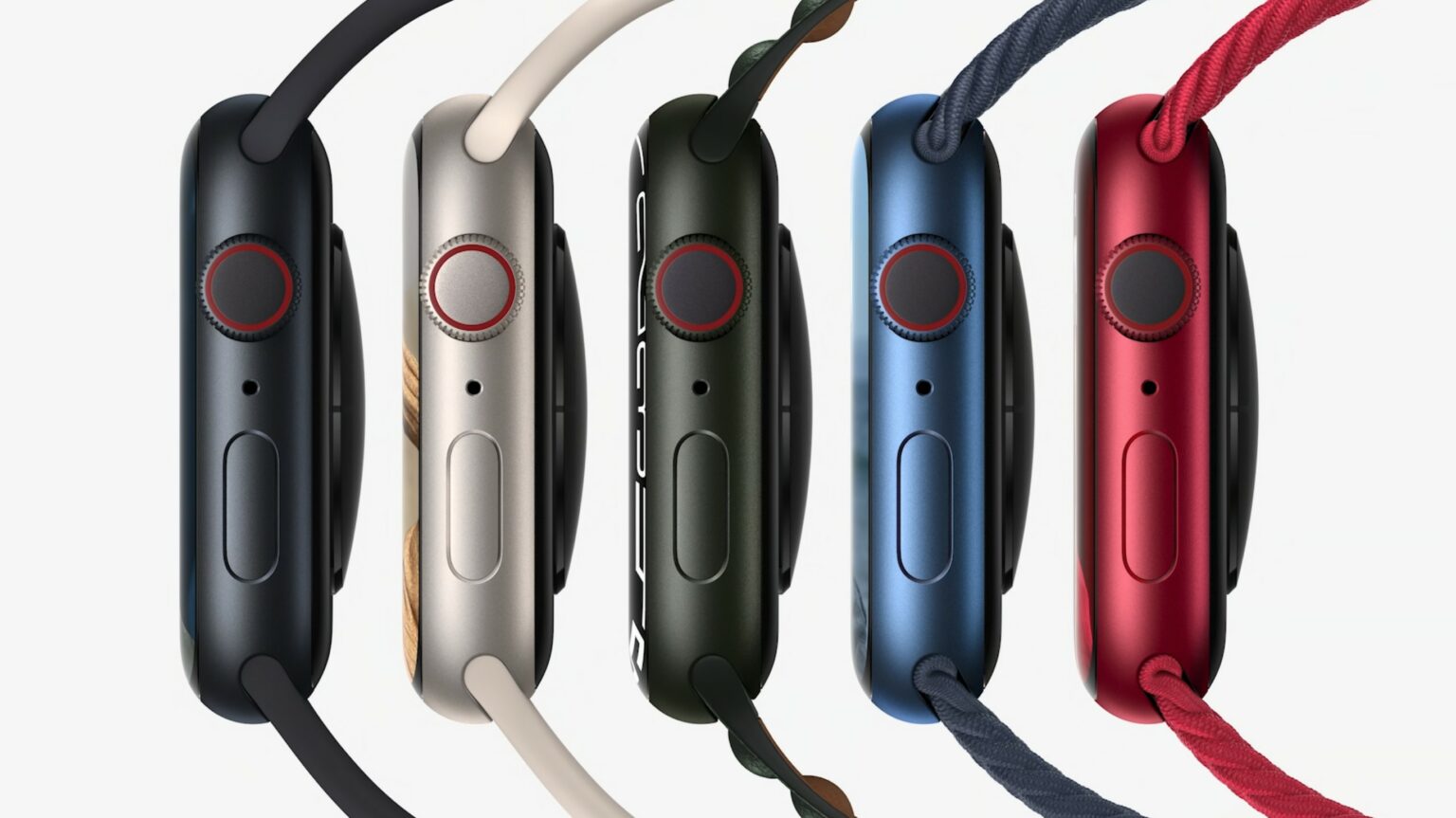 The aluminum Apple Watch Series 7 comes in five colors.