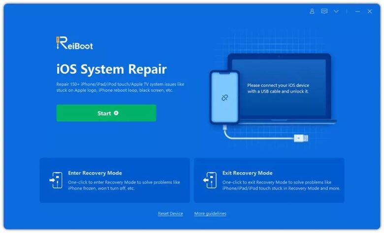 Tenorshare ReiBoot iOS System Repair screen.