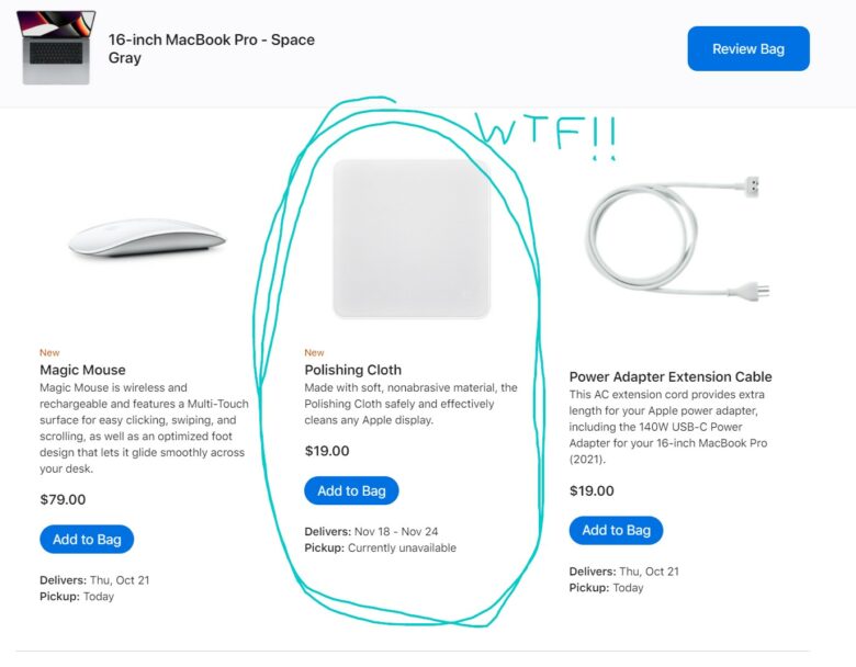 Apple Polishing Cloth sherlocks CultCloth. I did not expect to see this new product in Apple's online store.