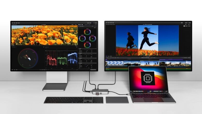 Get a M1 MacBook with dual monitors with the HyperDrive Dual 4K HDMI 10-in-1 USB-C Hub.