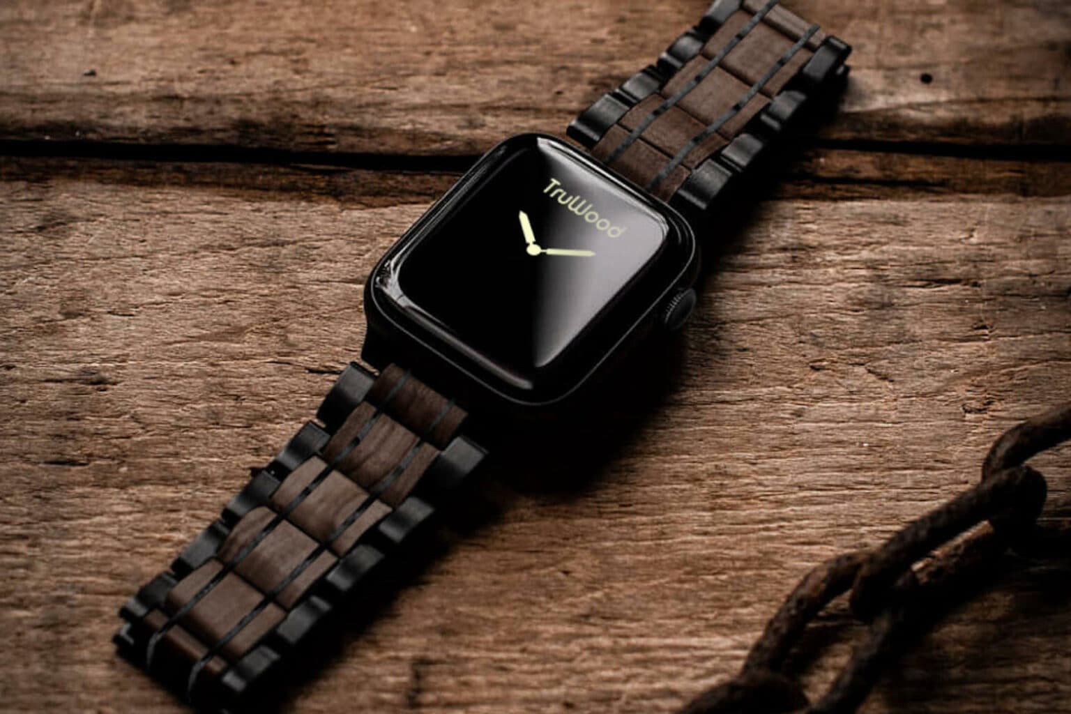 Change up your Apple Watch with this earthy wood band.