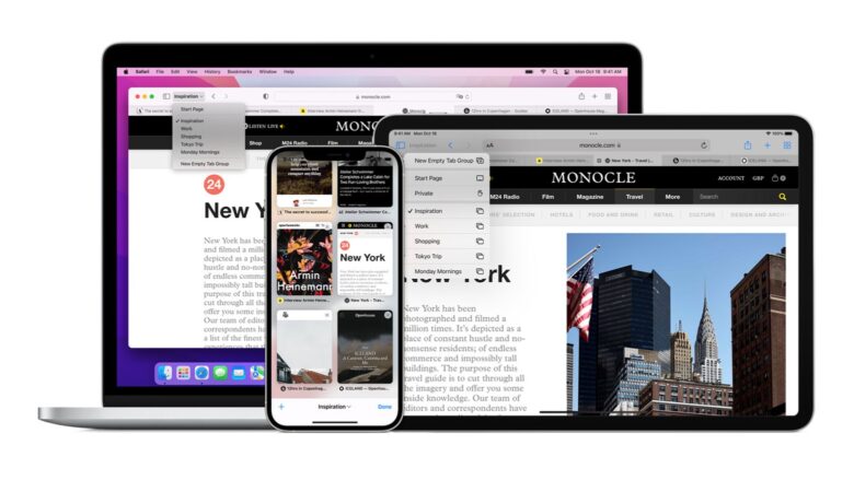 Tab Groups in Safari are available across your devices
