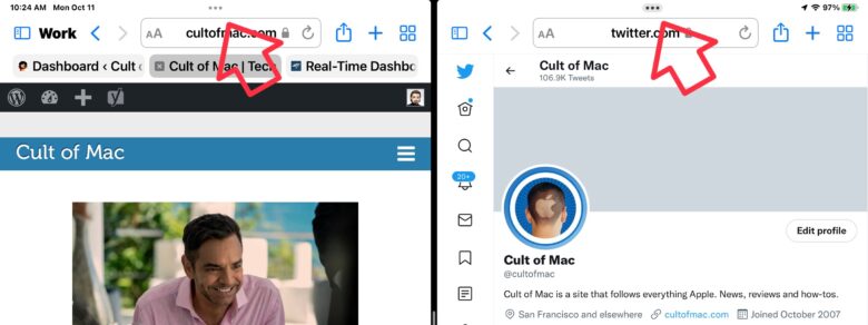A tiny icon appears at the top of all applications in iPadOS 15. Tap on it to open the multitasking menu