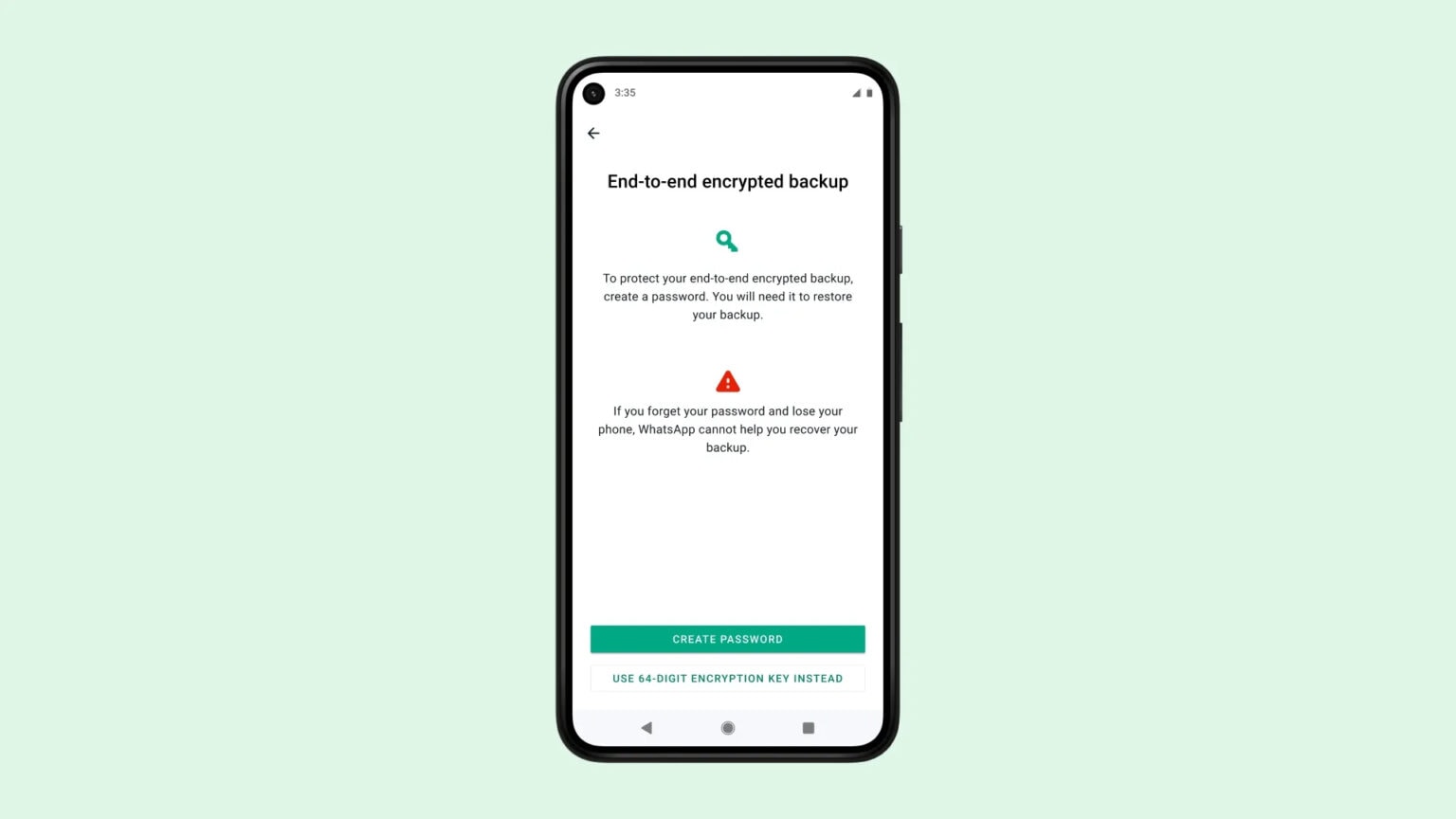 WhatsApp encrypted chat backup