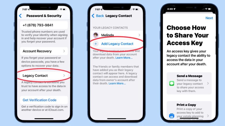 How to specify an Apple Digital Legacy contact on an iPhone