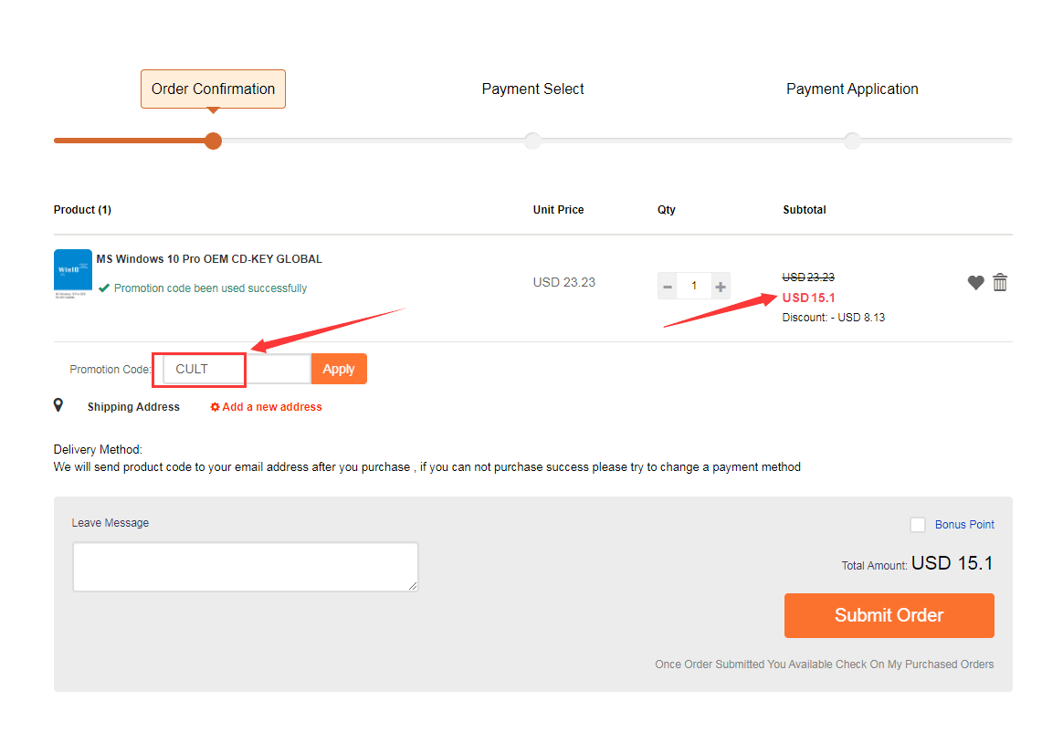 After CdkeySales.com confirms your order, you receive the software activation key product code by email. You can check your order status in the user center under My Purchased Orders.