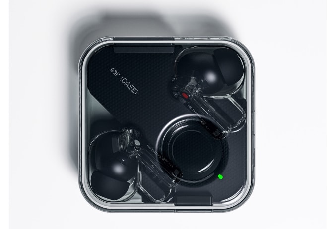 The Nothing Ear 1 Black Edition earbuds wireless charging case is also transparent. 