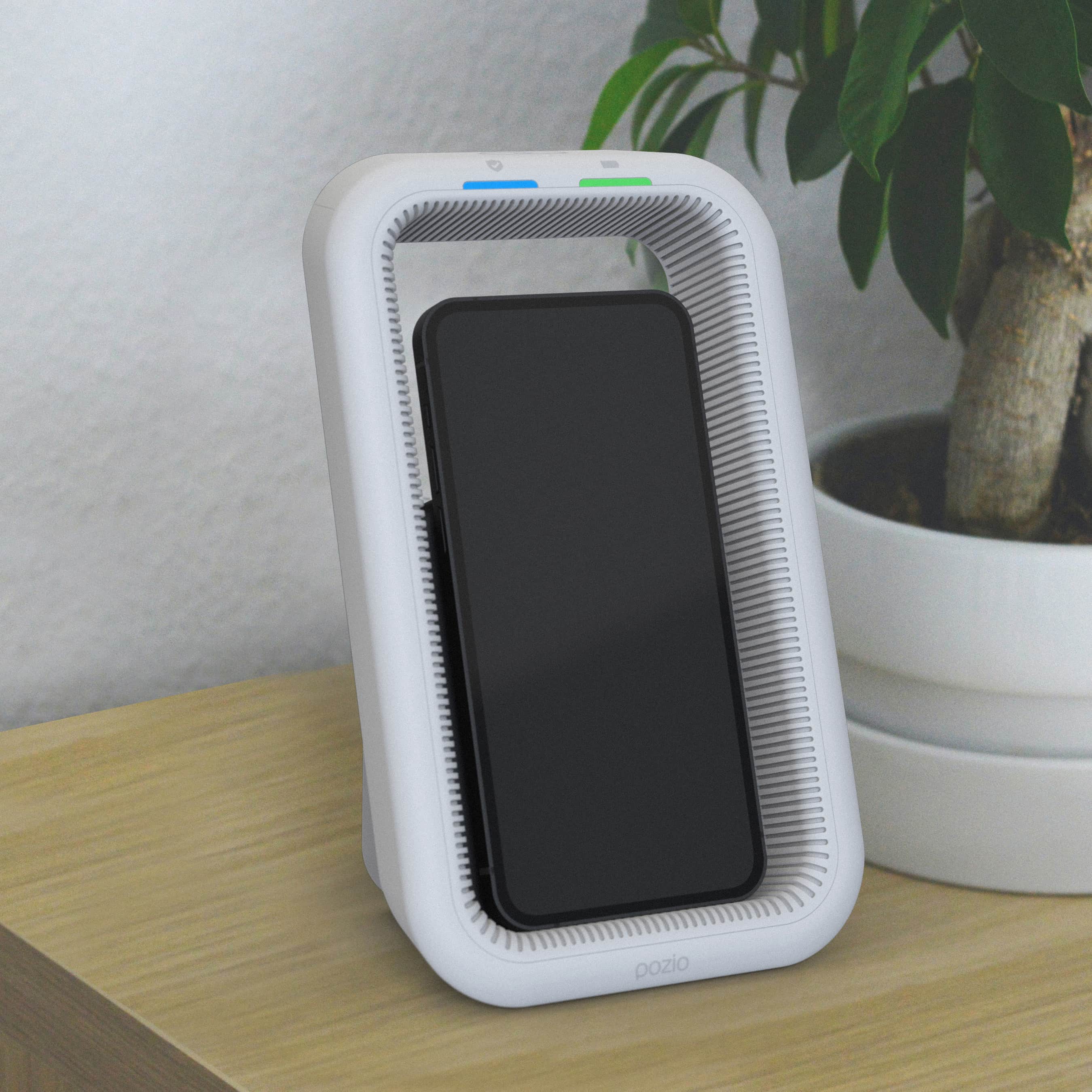 The Pozio Cradle is a wireless charger that jams your smartphone's ability to hear you until you tell it to stop.