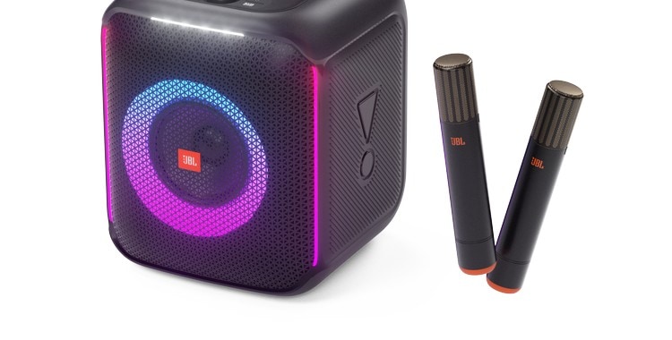 The JBL PartyBox Encore is a 100W speaker with a Lightshow and two microphones.