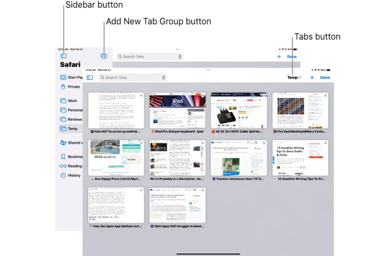 Safari Tab Groups on iPad OS