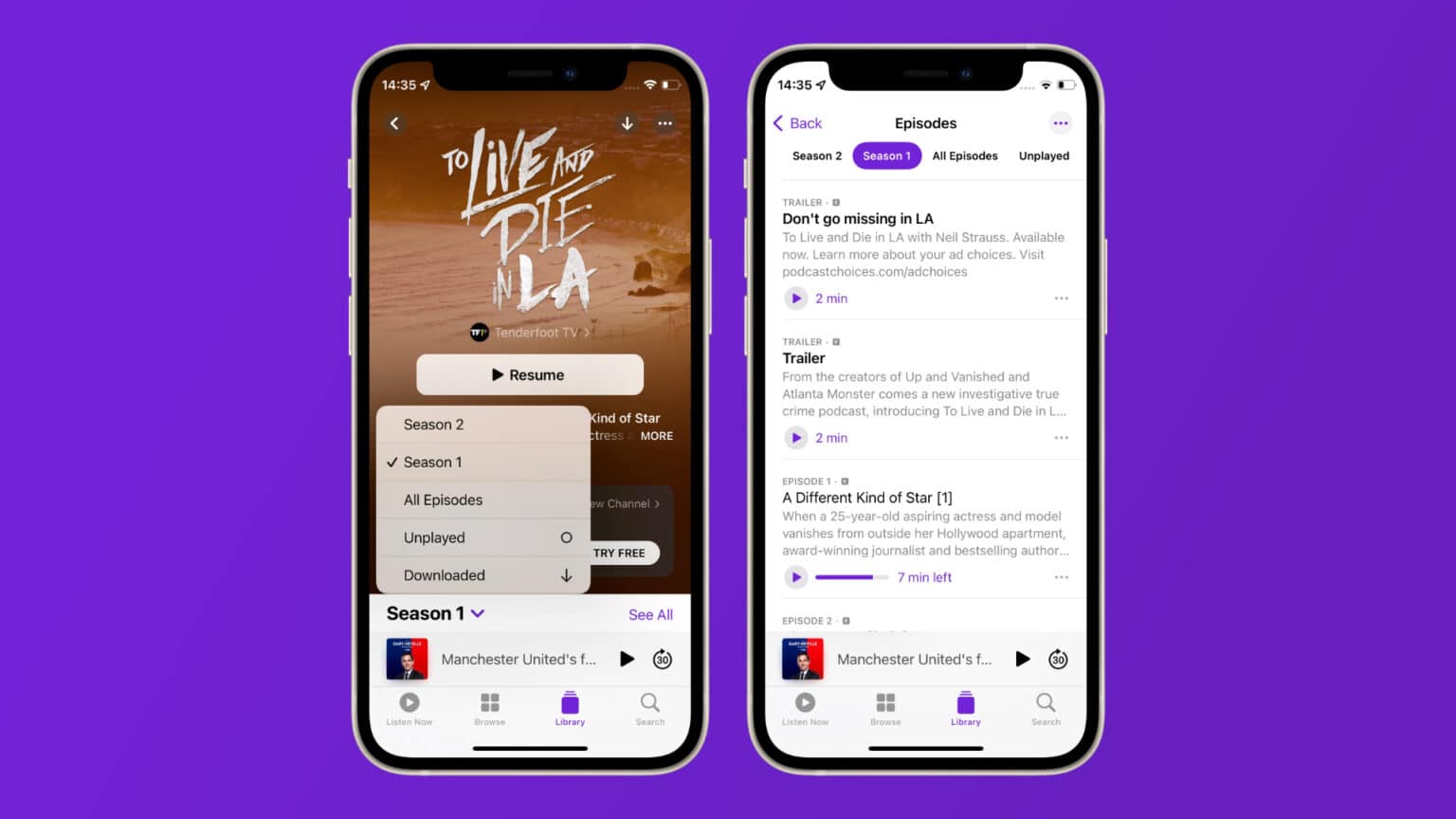 Apple Podcasts filtering in iOS 15.4
