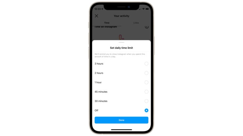 Instagram usage limits