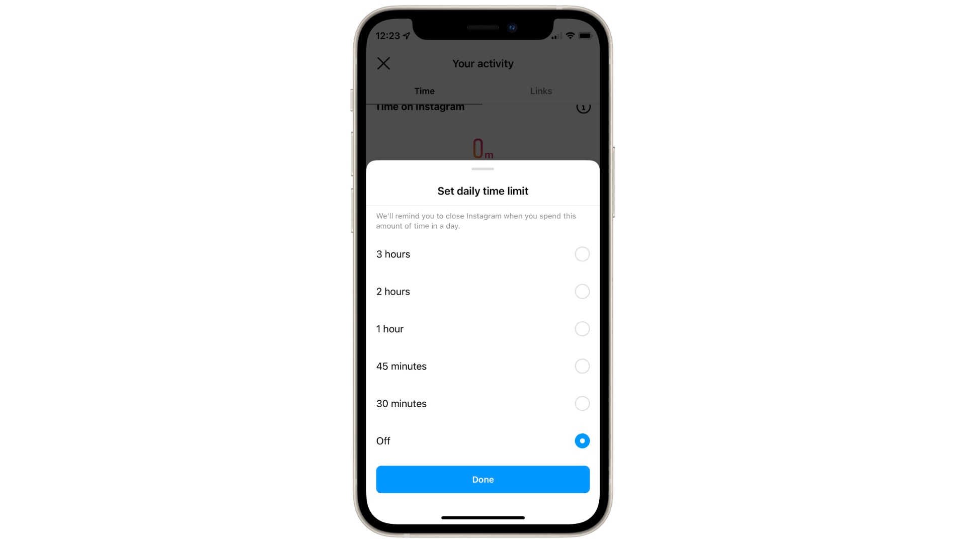 Instagram usage limits