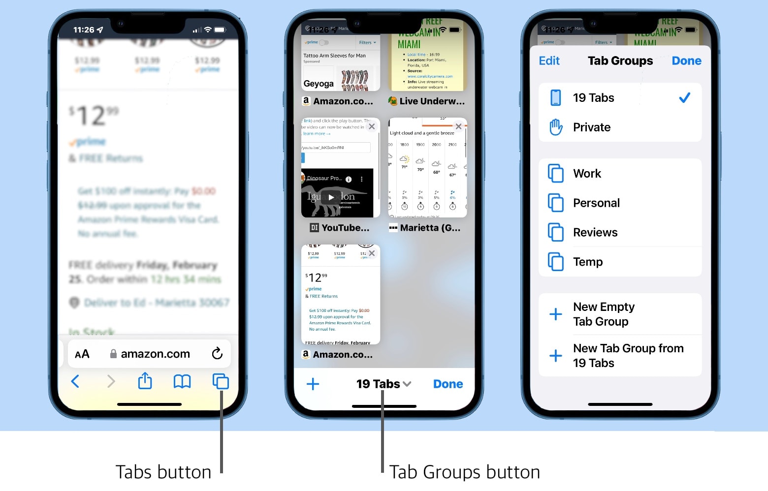 Safari Tab Groups on iPhone