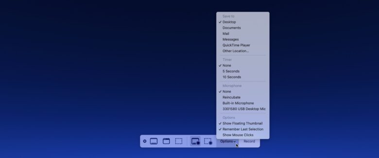 Screenshot App - Options
