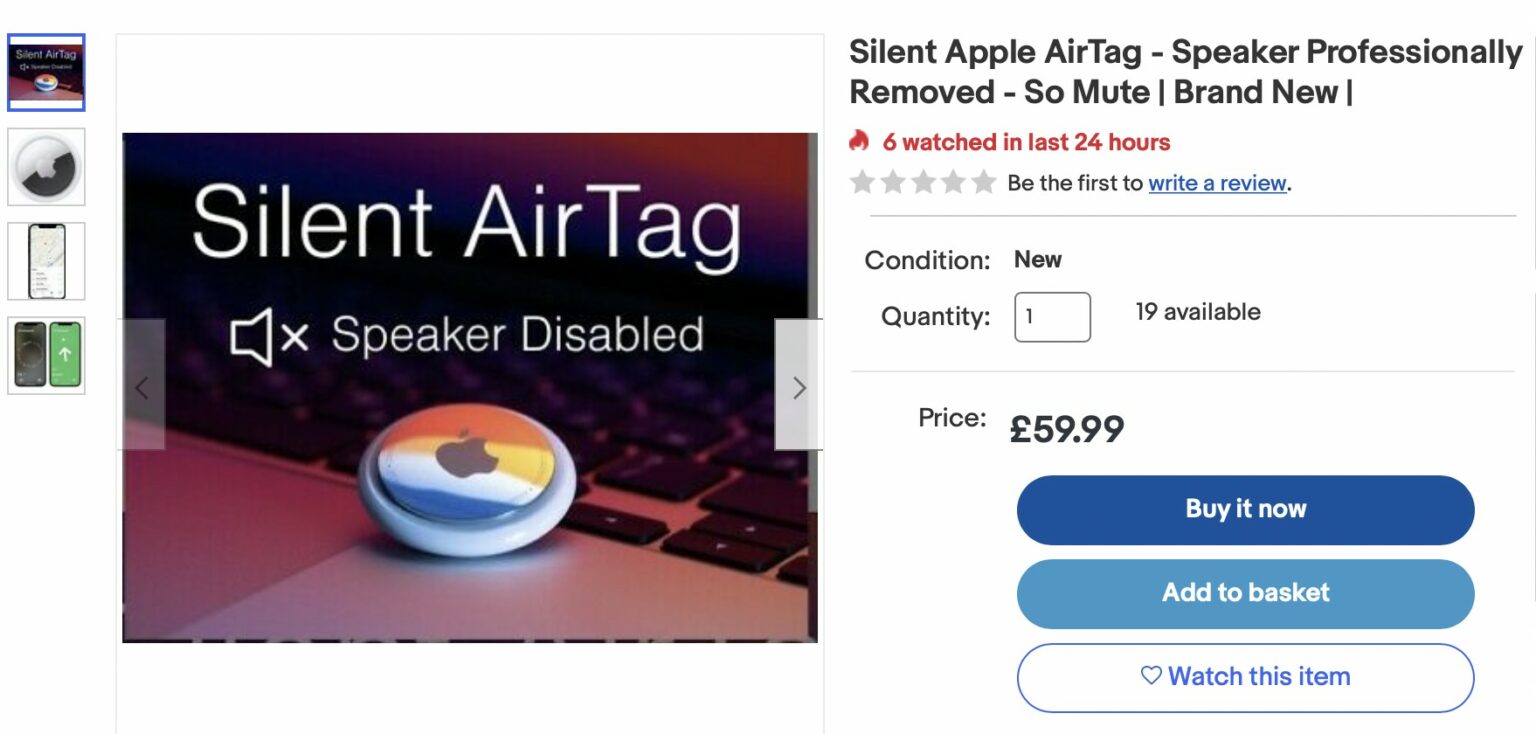 Silent AirTags on eBay