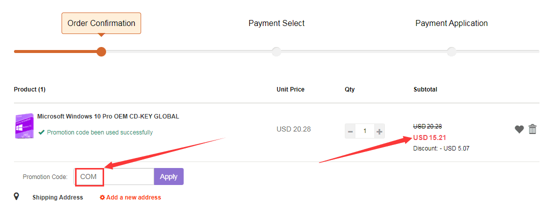 Once you place an order, you will see a confirmation page.