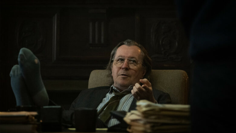 Actor Gary Oldman plays the fairly dissipated man in charge of the MI5 unit.