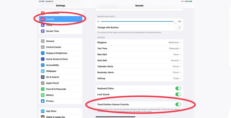 How to change iPad volume buttons between landscape and portrait