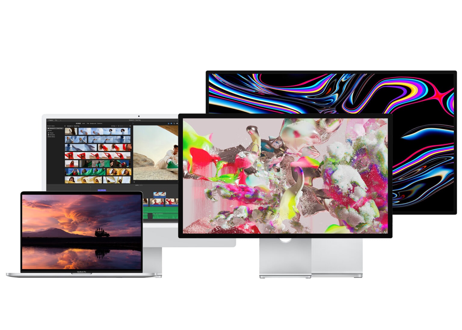 The Studio Display, Pro Display XDR, iMac 24″ and 16″ MacBook Pro.