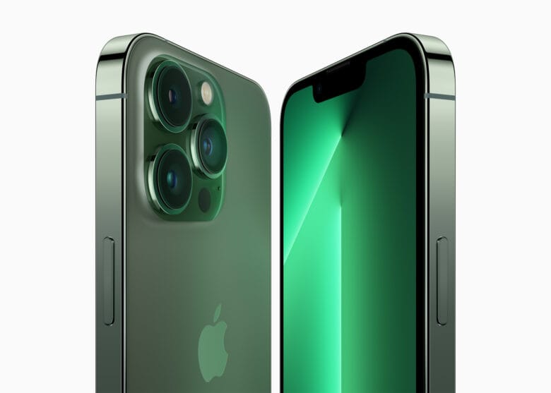 "The new alpine green for iPhone 13 Pro was achieved using multiple layers of nanometer-scale metallic ceramics applied across the surface," Apple says.