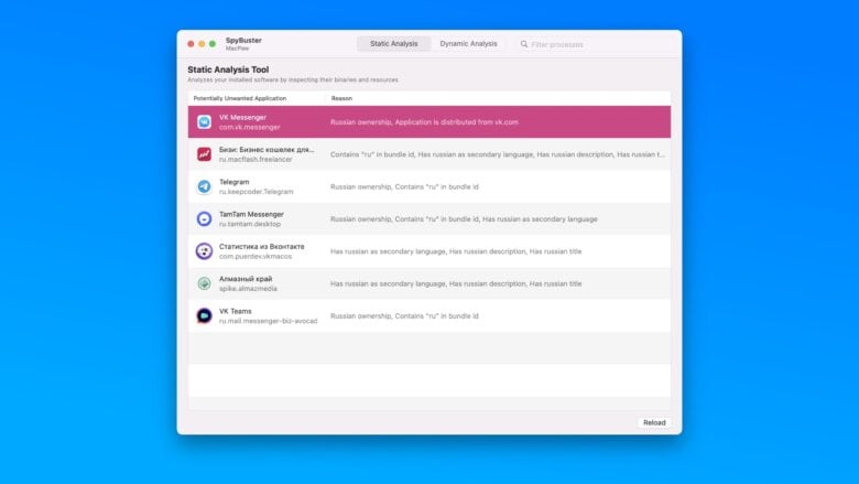 SpyBuster stops apps reporting to Russia