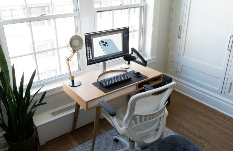 Ian Zelbo works on renders on a tricked-out PC in New York City.