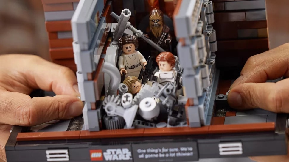 The Death Star Trash Compactor diorama lets you move the walls to simulate the crushing action.