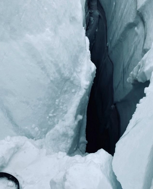 Here's the view looking down into the crevasse.