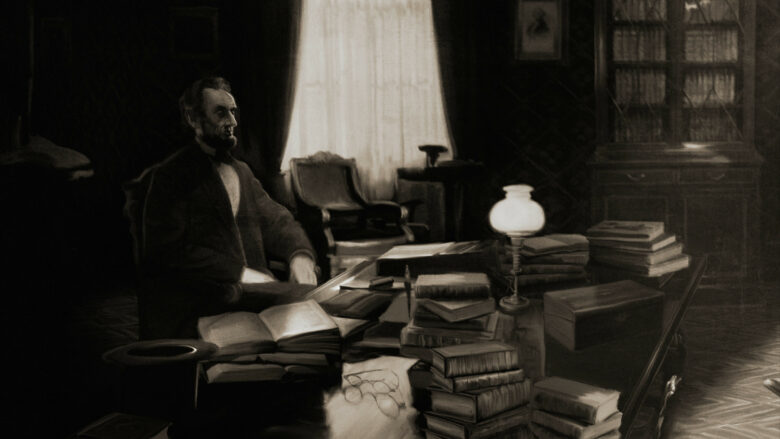 Abraham Lincoln in a scene from Apple TV+ documentary "Lincoln's Dilemma."