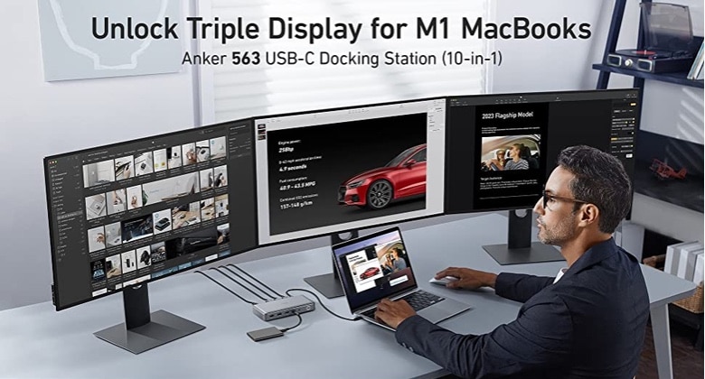 Add a trio of monitors to an M1 MacBook with new Anker docking station