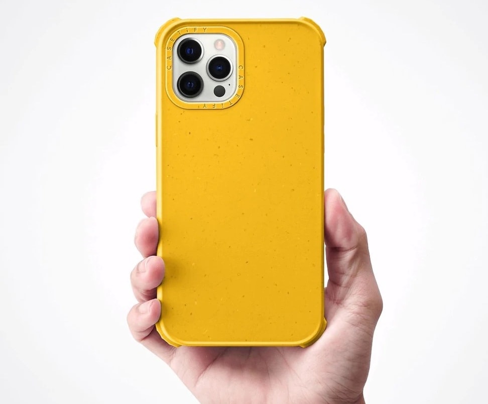 Here's Casetify's compostable iPhone case in the color sunflower.