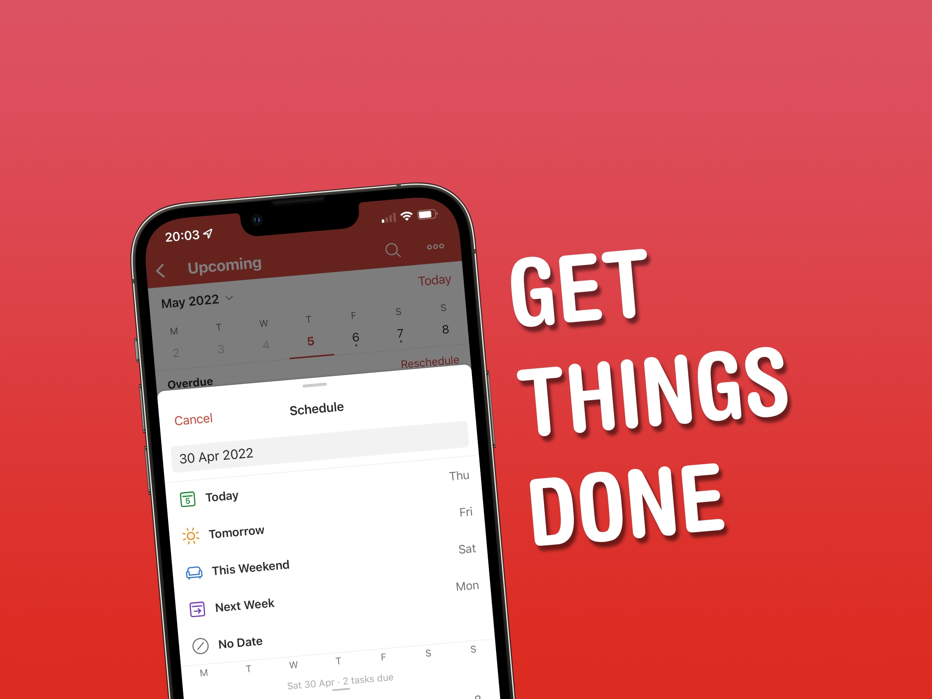 Screenshot of Todoist app on iPhone with the words 