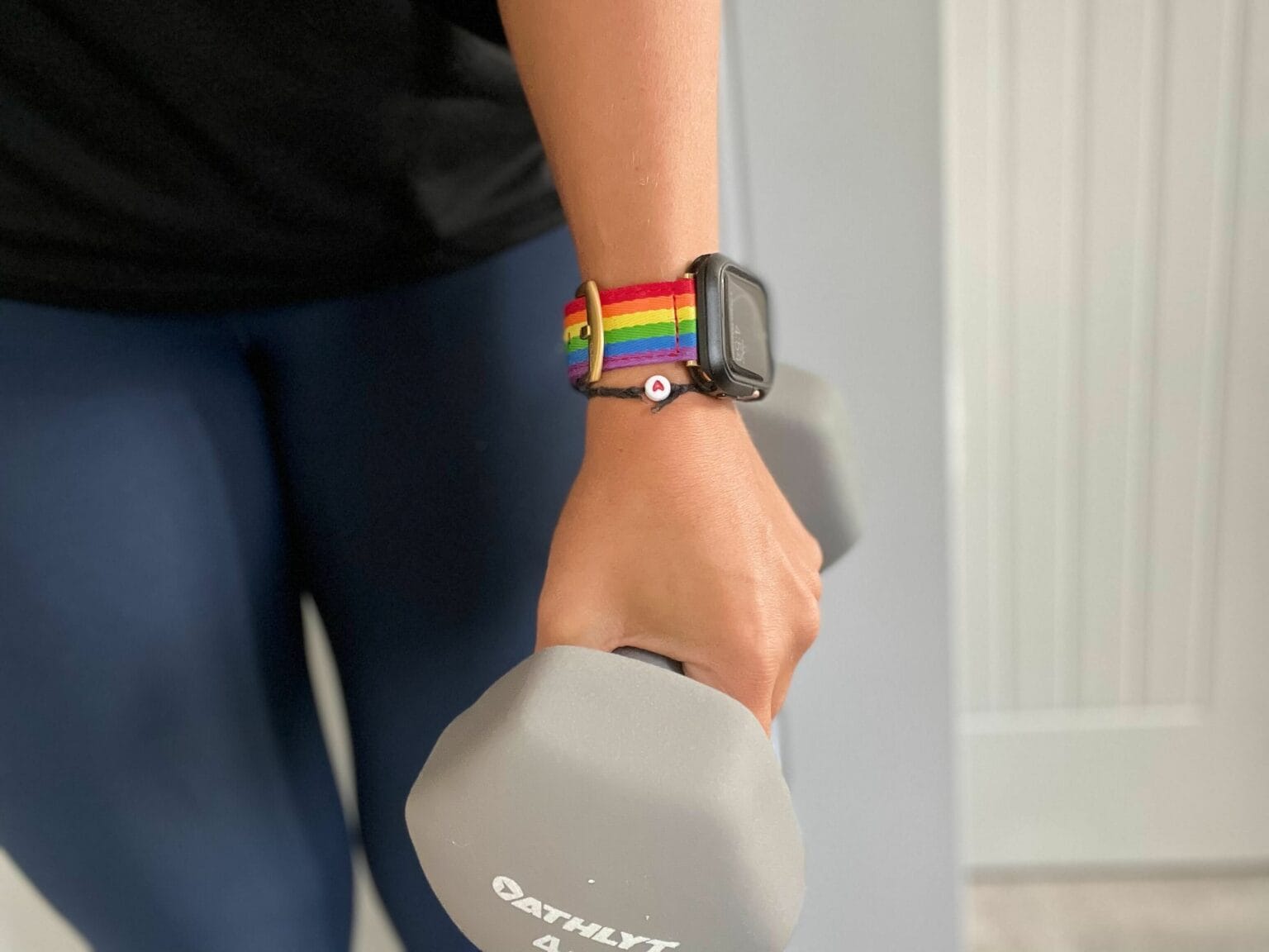 Rainbow nylon Apple Watch bands are great for Pride and for workouts.