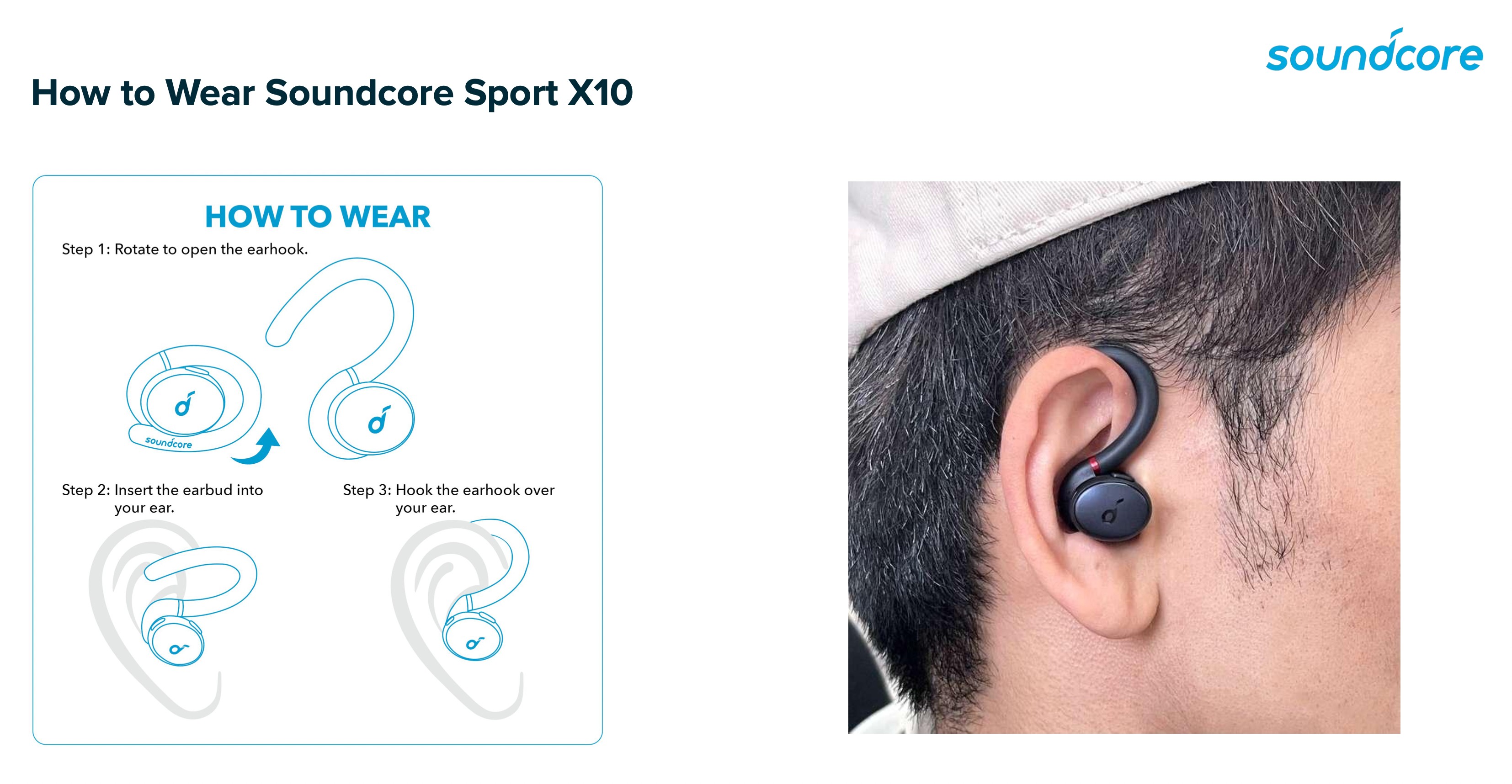 The ear hooks may look odd, but the fit is comfortable and secure.