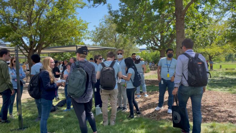 The Meet the Teams event in the Apple Park courtyard.