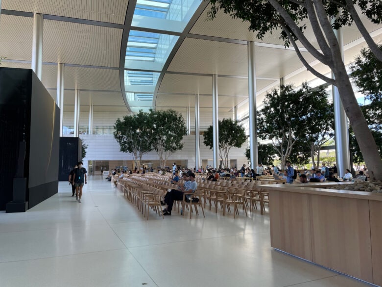 View of the seating in Caffè Macs between WWDC22 events.