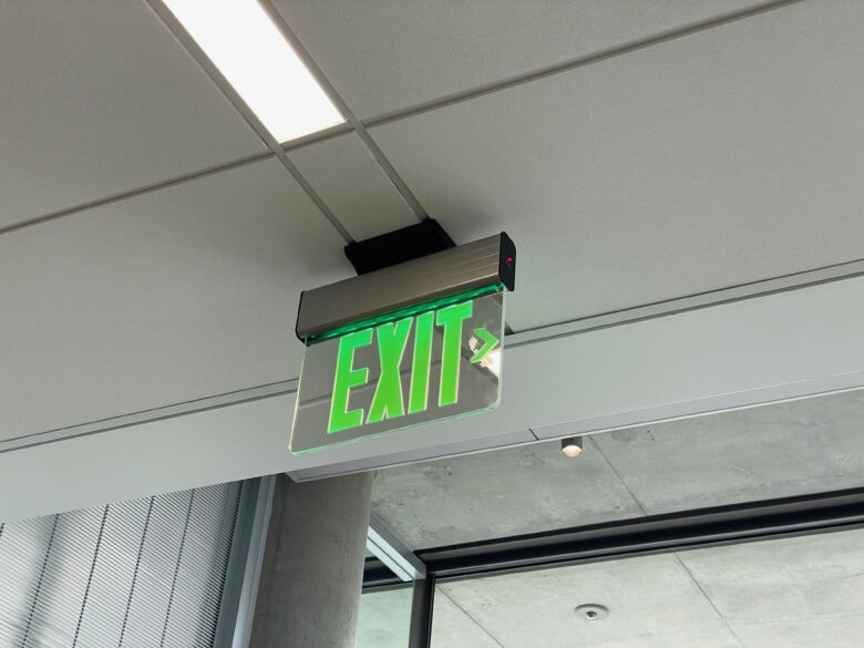 The back side of the same Exit sign.