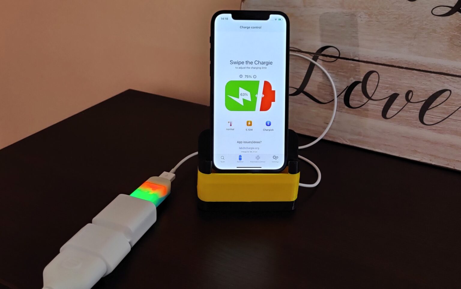 Chargie sits between your iPhone and its charger to protect its battery's lifespan.