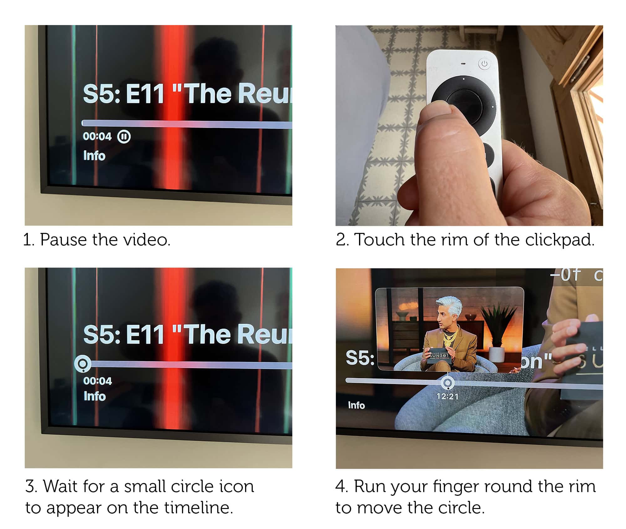 How to use the Siri Remote scroll wheel