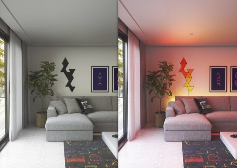 See the special-edition all-black Shapes turned off, at left, and turned on, at right.