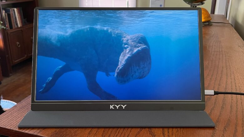 The YKK portable monitor is just the right shape to play HD video.